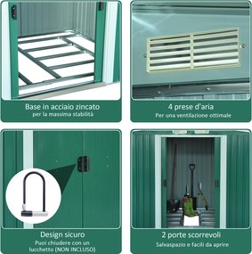 Casetta Box da Giardino in Lamiera Verde 246x192.5x177.5 cm...