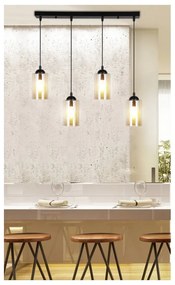 Lampada a sospensione nera con paralume in vetro 10x65 cm Bistro - Candellux Lighting