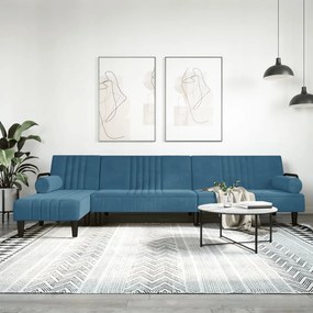 Divano Letto A L Blu 260x140x70 Cm İn Velluto /