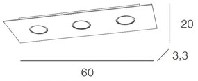 Plafoniera Moderna Rettangolare Area Metallo Grigio Metallo 3 Luci Gx53