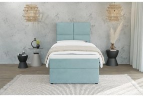 Letto singolo imbottito con contenitore azzurro con materasso e topper inclusi 80x200 cm Lena – Ropez