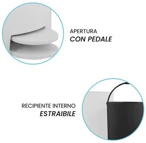 Pattumiera bagno 3 Lt bianco con apertura a pedale Orbix