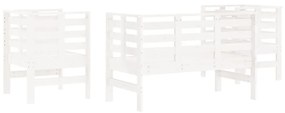 Set Salotto da Giardino 3 pz Bianco in Legno Massello di Pino