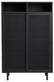 Armadietto nero in metallo con ante scorrevoli 90x140x40 cm Veep – Unique Furniture