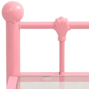 Comodino rosa e trasparente 45x34,5x60,5 cm in metallo e vetro