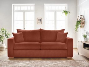 Divano color mattone allungabile con rivestimento in velluto a coste 225 cm Augustin – Bobochic Paris