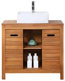 Mobile bagno con lavabo semplice 90 cm in Legno d'acacia - PULUKAN