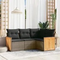 Set Divani da Giardino 4 pz con Cuscini in Polyrattan Grigio 3227614