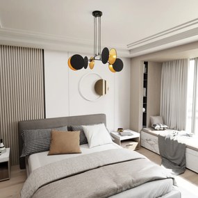 Lampadario a Sospensione MOTIF 4 in Acciaio e Tessuto 4xE27