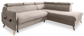 Divano letto angolare in velluto beige (angolo destro) Sweet Harmony - Miuform