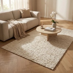 RUFUS - tappeto in lana avorio con decoro