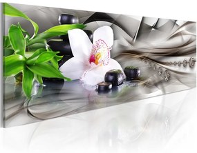 Quadro Composizione Zen  bambù, orchidee e pietre  Colore Nero, Dimensioni e Misure 135x45