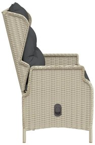 Panca da giardino 2 posti con cuscini polyrattan grigio chiaro