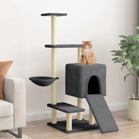 Albero per gatti con tiragraffi in sisal grigio scuro 130,5 cm