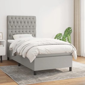 Giroletto A Molle Con Materasso Grigio Chiaro 90x200 Cm Tessuto /