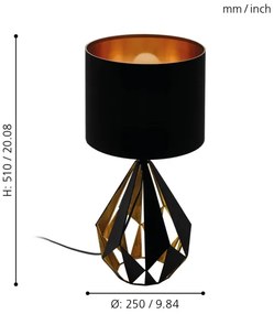 Eglo 43077 - Lampada da tavolo CARLTON 1xE27/60W/230V
