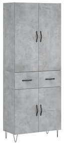 Credenza grigio cemento 69,5x34x180 cm in legno multistrato