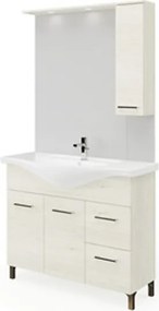 Mobile Bagno Con Piedini Rubino 2 Ante+2 Cassetti 105 Cm Rovere Ghiaccio