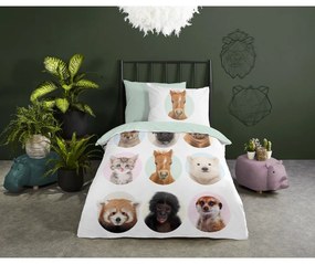 Set copripiumino e federa da bambini in cotone per letto singolo ed esteso 140x220 cm Young Animals – Good Morning