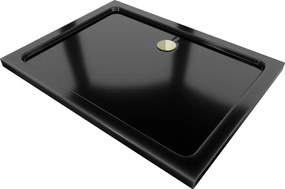 Mexen Flat piatto doccia rettangolare slim 100 x 90 cm, nero, sifone dorato - 40709010G