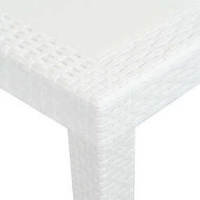 Tavolo da giardino bianco 150x90x72 cm in plastica stile rattan