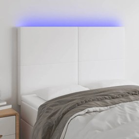 Testiera A Led Bianco 144x5x118/128 Cm İn Similpelle /