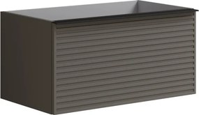 Mobile da bagno sospeso sotto lavabo Pixel stripes 2 cassetti L 80 x H 40 x P 45.5 cm grigio carbone laccato opaco, con maniglia alluminio nero opaco