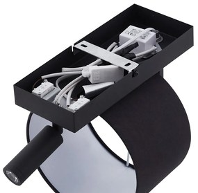 Applique da parete moderna nera rotonda con luce di lettura - Puglia