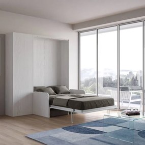 Letto a scomparsa 120 cm una piazza e mezza con colonna Bianco KENTARO SOFŔ