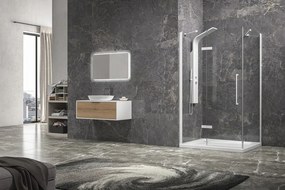 Box doccia 90x120 colore bianco porta battente laterale fisso 90cm | KT5000B - KAMALU