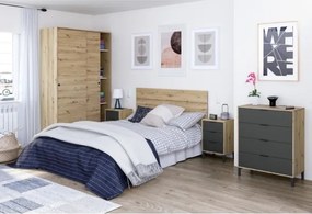 Armadio Guardaroba A 2 Ante Scorrevoli 120 Cm Con Barra Appendiabiti Rovere TOP020W