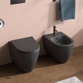 Vitra "Sento" Coppia Di Sanitari Da Terra Filo Muro Senza Brida Nero Opaco