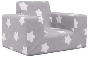 Divano Per Bambini Grigio Chiaro Con Stelle İn Morbido Peluche /