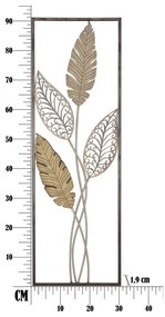 Decorazione murale in oro , 30,5 x 91 cm Foglie - Mauro Ferretti