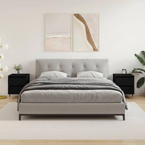 Comodini 2pz Neri 40x35x50 Cm İn Legno Multistrato /