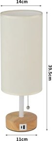 Brilagi - Lampada da tavolo con porta USB TABLON 1xE27/25W/230V rovere/bianco/crema