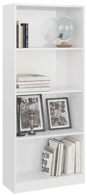 Libreria a 4 ripiani bianca lucida 60x24x142 cm in truciolato