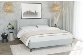Letto matrimoniale imbottito grigio con griglia 180x200 cm Basti - Ropez