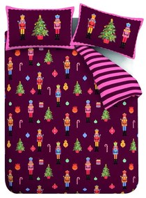 Set copripiumino e federa rosa e viola per letto matrimoniale e per letto esteso 230x220 cm Nutcracker Stripe – Catherine Lansfield