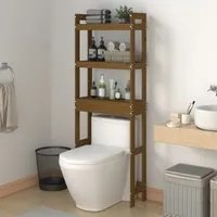 Rastrelliera da Bagno Miele 63x26x171 cm Legno Massello Pino 824661