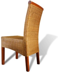 Sedie da pranzo 6 pz marroni in rattan naturale