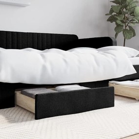 Cassetti Da Letto 2pz Neri İn Legno Multistrato E Tessuto /