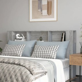 Testiera letto con scomparti grigio sonoma 180x18,5x104,5 cm