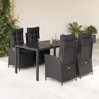 Set da Pranzo da Giardino 5 pz Nero con Cuscini in Polyrattan 3213322