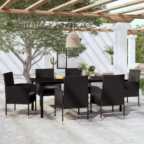 Set mobili da pranzo per giardino 7 pz nero