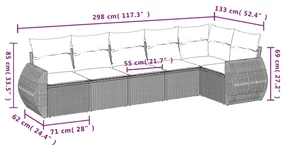 Set divano da giardino 6 pz con cuscini beige in polyrattan
