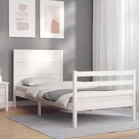 Giroletto con Testiera Bianco 100x200 cm in Legno Massellocod mxl 69731