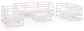 Set Divani da Giardino 8 pz Bianco in Legno Massello di Pino