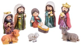 Decorazione Natalizia Multicolore Poliresina Natività/Presepe 9 cm (9 Pezzi)