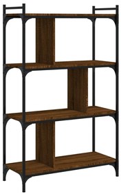 Libreria rovere marrone 4 ripiani 76x32x123cm legno multistrato